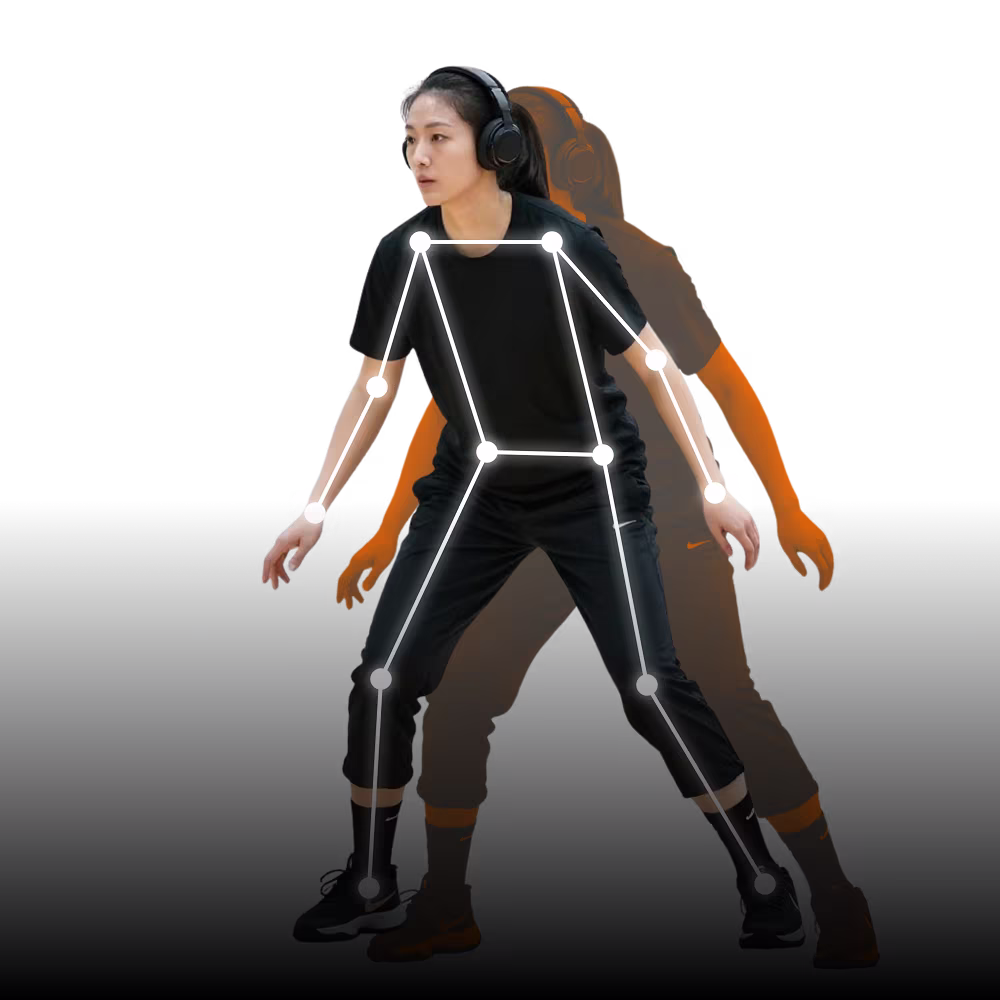 Female athlete in defensive stance